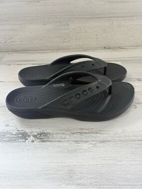 CROCS Unisex Men’s Size 8 Women’s Size 10 Baya II Black Slip On Flip Flops